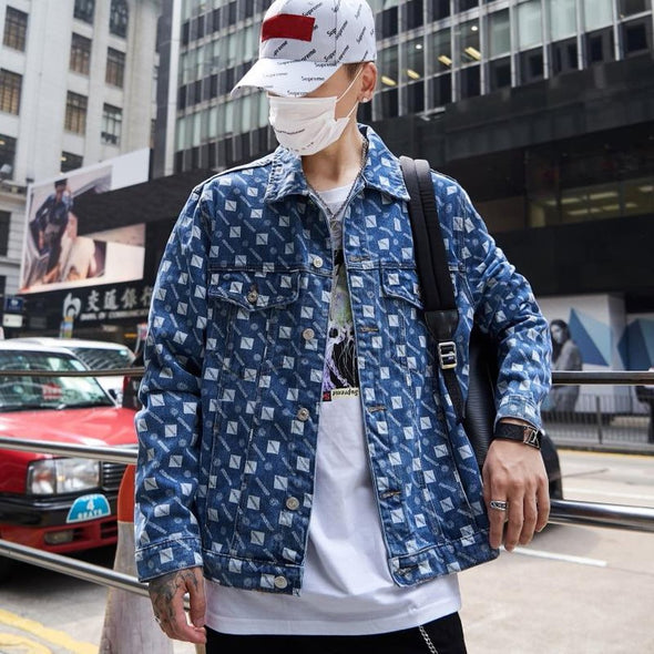 Urban Clothes Men's Jackets- Checkered Denim Jacket - FASHIONOPOLITAN