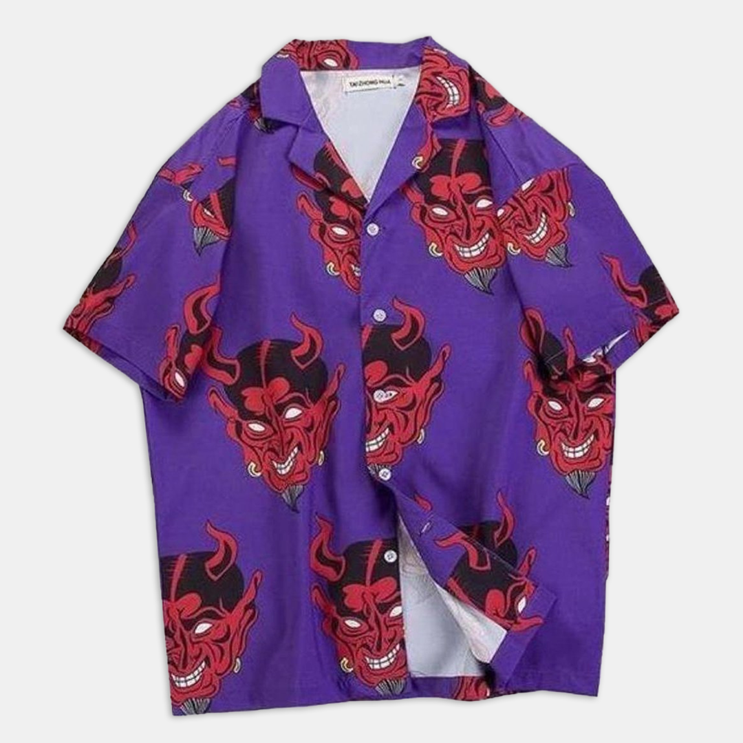 Pink shirt online with devil faces