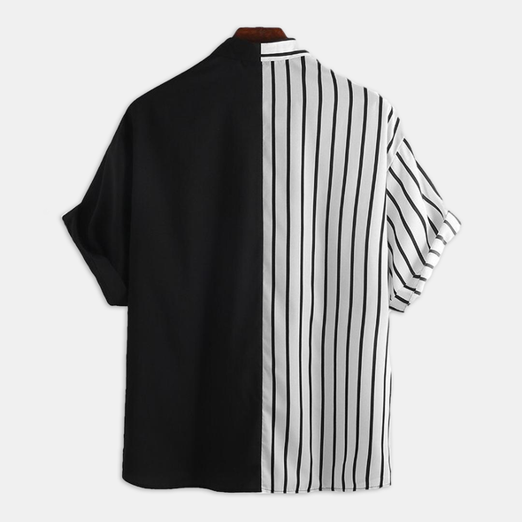 Mixed Black & Striped Hip Hop Shirt